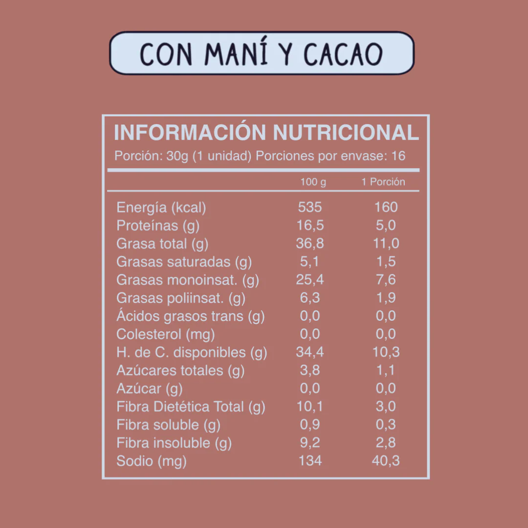 Barra de Frutos Secos Cacao Nibs Maní 16 unidades - Image 3
